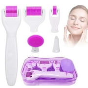 6 in 1 Microneedles Derma Roller for Face Care with Micro Needles, Stainless Steel Microneedles for Pregnancy Stretch Marks, Hair Loss and Anti-Wrinkle