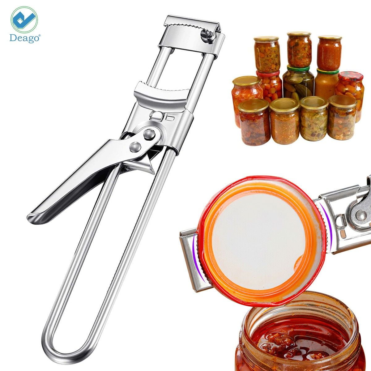 Deago Adjustable Multifunctional Stainless Steel Can Opener Jar Lid