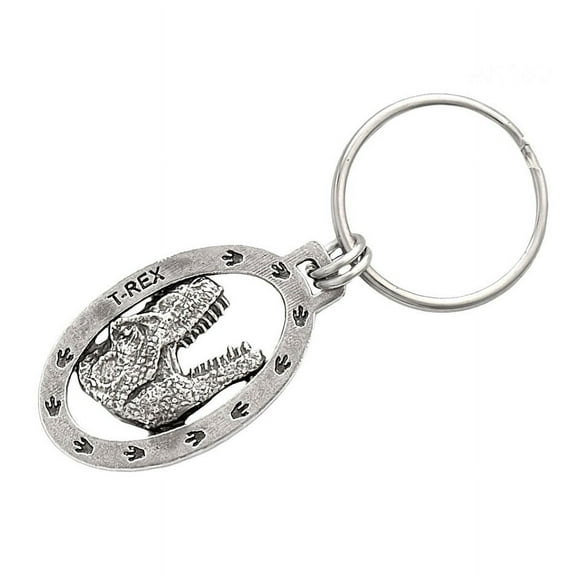 T-Rex Head Keychain, Dinosaurs, Tyrannosaurus Rex, Fossils, Bones, Key Fob, Key Ring, Keys, Zipper Pull, Luggage Tag, Backpack, Pewter, Over 300 Keychains Designs, Handmade in the USA A181KC