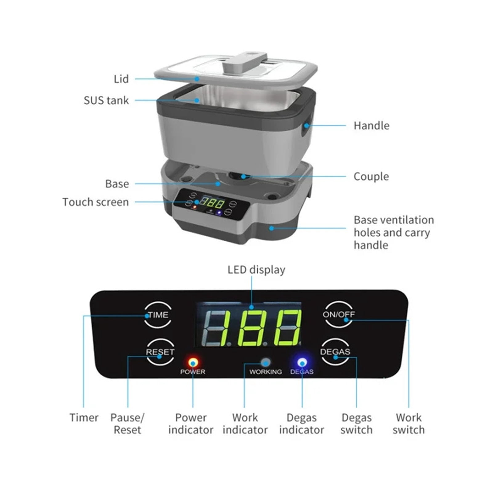 Household Split Ultrasonic Cleaning Machine Glasses Watch Gold Chain Denture Cleaning Machine Small