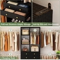 thumbnail image 6 of iSunirm Closet System, 27.8"-106.5" Width Adjustable Closet Organizer with 2 Drawers & 5 Retractable Hanging Rods, Built-in Adjustable Shoe Racks, Black, 6 of 8