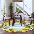 thumbnail image 3 of Summer Lemons Round Area Rug 6Ft Washable Circle Rugs for Bathroom Office, Fruits White Flowers Farm Blue White Stripes Non-Slip Carpet Floor Mats Indoor Outdoor Carpet Runner Aesthetic Home Decor, 3 of 8