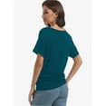 thumbnail image 3 of Womens Casual Dolman Boat Neck Short Sleeve T Shirts Ruched Tops Summer Lightweight Clothes, 3 of 6