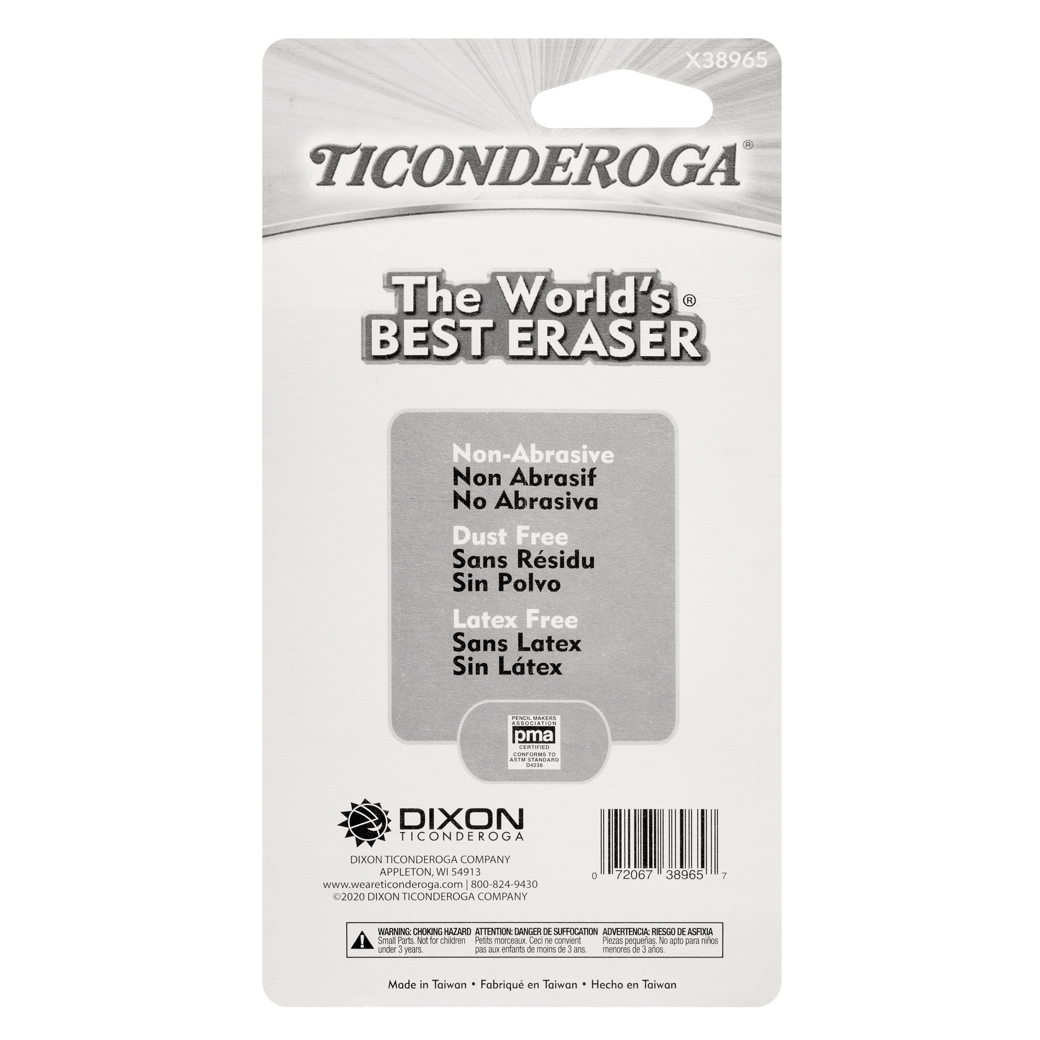 Ticonderoga Mini Vinyl Erasers, Neon Assorted, 5 Per Pack, 12 Packs