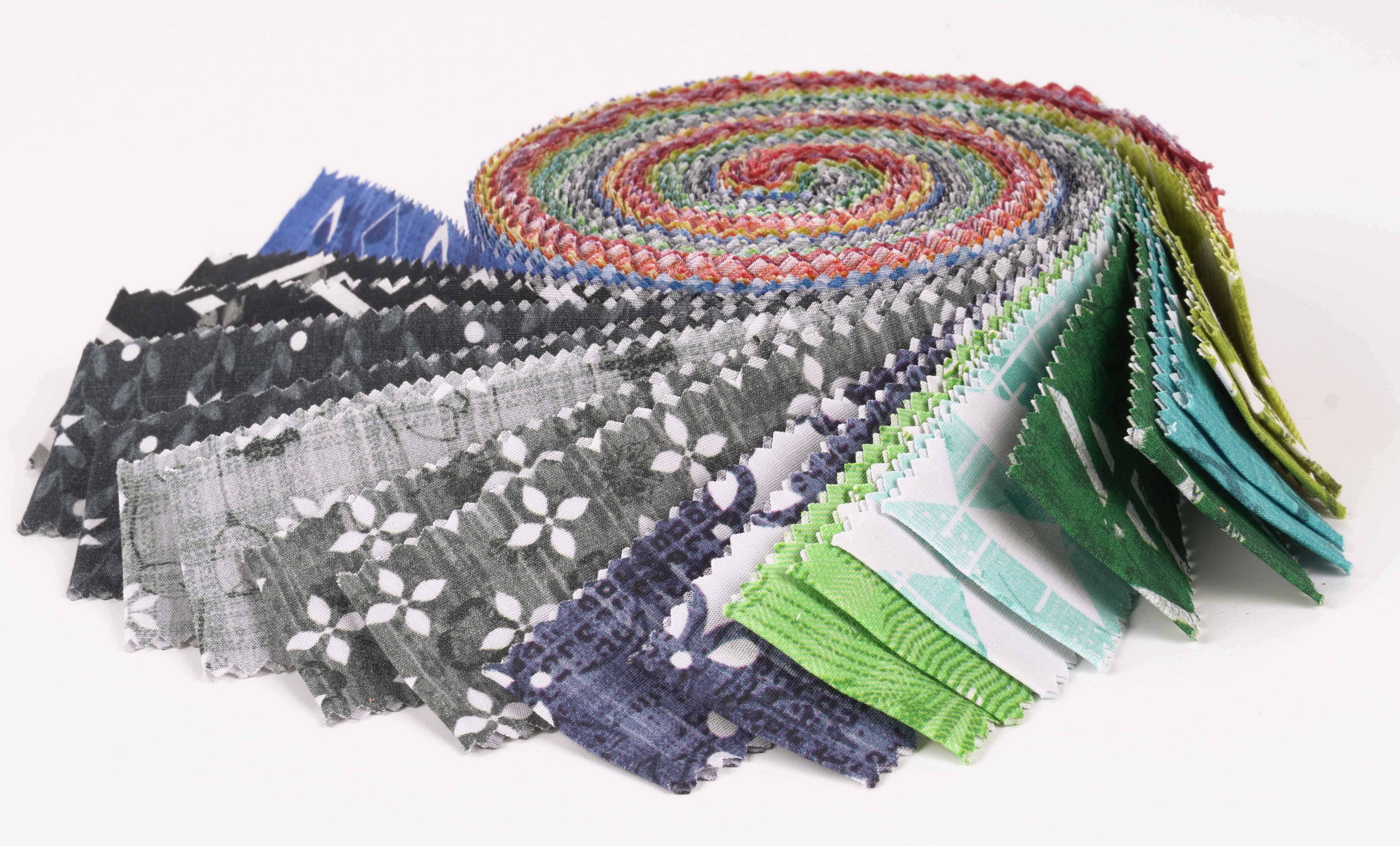 Soimoi 40Pcs Geometric & Texture Print Precut Fabrics Strips Roll Up 1.5x42inches Cotton Jelly Rolls For Quilting - Multicolor