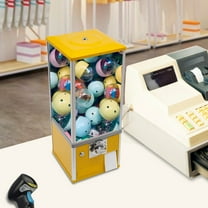 25in-Height Commercial Vending Machine, 25 Cents Candy Selling Machine, Automatic Gumball Machine, Toy Capsule Dispenser Machine for Game Stores and Retail Stores (Yellow)