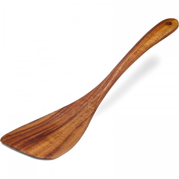 ACDANC Wooden Spatula,Acacia Wood,Long-Handled Flat Frying Spatula,Non-Stick Turner,Ideal Kitchen Utensils for Cooking Eggs,Fish and Pancakes