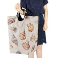 thumbnail image 4 of Yayeee Freestanding Laundry Hamper with Handle Collapsible Large Storage Basket for Clothes, Red Watercolor Seashells, 4 of 7