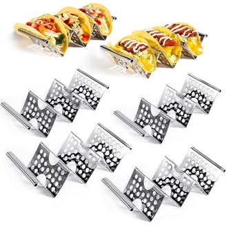 Taco Holders Set Of 12 – Stainless Steel Durable Taco Stand For 3 Tacos Dishwasher Safe Perfect For Taco Night Street Tacos