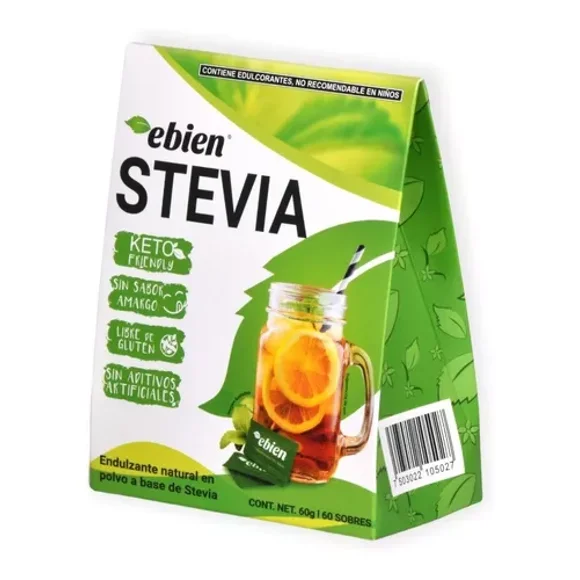 Endulzante Natural En Polvo A Base De Stevia 60 Sobres Ebien