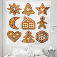 thumbnail image 1 of Gingerbread Man Tapestry, Graphic Gingerbread Sugar Biscuits with Colorful Dots Bonbons Print, Fabric Wall Hanging Decor for Bedroom Living Room Dorm, 5 Sizes, Brown Multicolor, by Ambesonne, 1 of 1