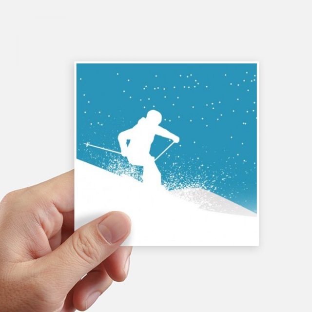 Sport Skiing with Skis Ski Pole Sticker Square Waterproof Stickers