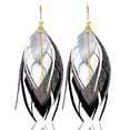 thumbnail image 1 of VANGANIA aretes largos de mujer negro con cadena regalo para mujer joyería, 1 of 5