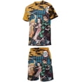 thumbnail image 3 of Demon Slayer Boys Girls Short Sleeve Mesh T-Shirt And Shorts Outfit Set Summer Clothes Set for Kids, 3 of 8