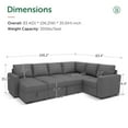thumbnail image 5 of HONBAY Convertible Queen Futon Sectional Sofa with Pull-Out Bed, Loveseat, Ottoman, Gray, 5 of 9