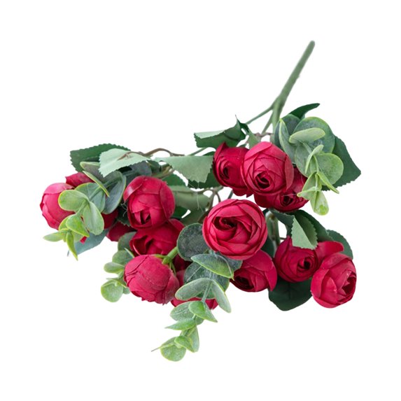 Artificial Flowers Fake Silk Rose for Decoration Small Roses Blooming Faux Flower Bouquet with Stem for DIY Vase Home Wedding Party