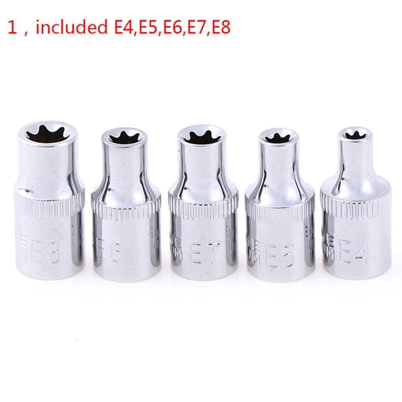 Osdhezcn E4 E5 E6 E7 E8 Socket Wrench Set Torx Star Bits External Female E Socket Set Automotive Car Shop Tools 1/4 Inch(6.3mm)