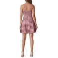 thumbnail image 3 of Vestido sin mangas de mujer con estampado de cuadros, tirantes y cremallera frontal en rojo y blanco, 3 of 6