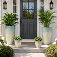 thumbnail image 4 of FIASON 4 Pack Large Plastic 24/21/12/10" H Black and Dark Green Tall Planters,Large Plastic Flower Pots with Drainage Holes & Drip Trays, Glossy Plant Pots for Patio Porch Indoor Outdoor, 4 of 9