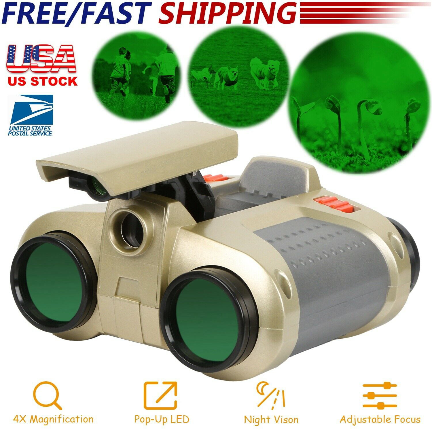 4 x 30mm Night Vision Surveillance Scope Binoculars with Pop-up Light USA