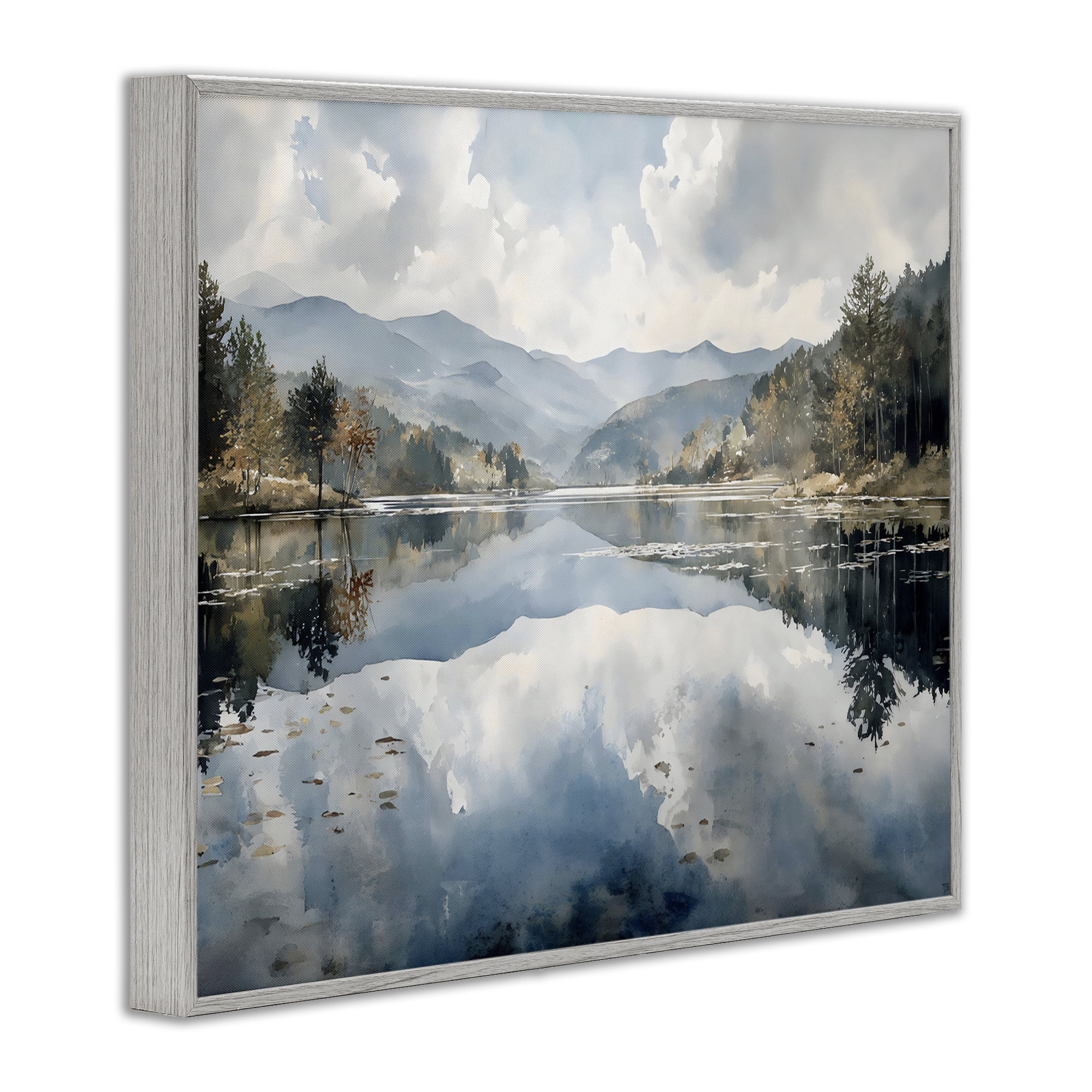 Stupell Industries Nature's Reflection on Mountain Lake Gray Framed Giclee Art, design by Franklyn Gregory