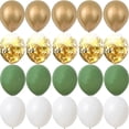 thumbnail image 5 of Kit de 15/20 globos de 10 pulgadas, estilo retro, verde, blanco y dorado, para cumpleaños, bodas, aniversarios, fiestas de verano en la jungla, decoración para el hogar, 5 of 5