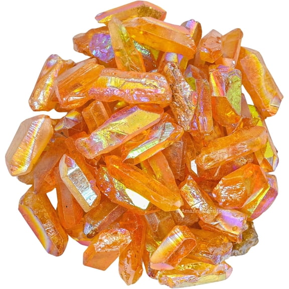 Tangerine Aura Quartz Raw Crystals Point and Healing Stones (1 lb)