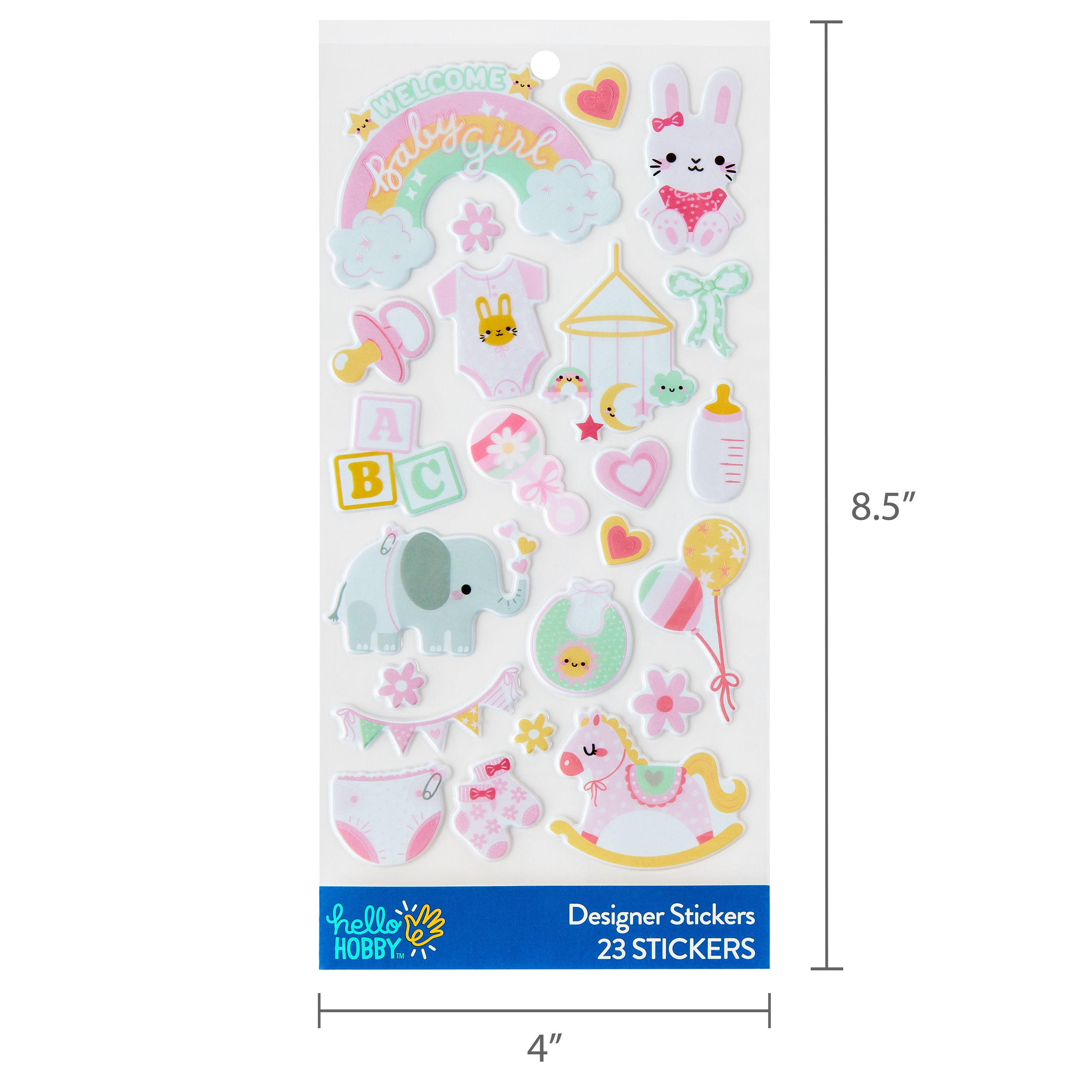 Hello Hobby Multicolor Baby Girl Designer Puffy Stickers, 23 Count
