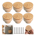 thumbnail image 4 of 8PCS Rattan Rattan Woven Round Wooden Handle Handle Cabinet Door Rattan Woven Wooden Handle Single Hole Log Color Handle, 4 of 6