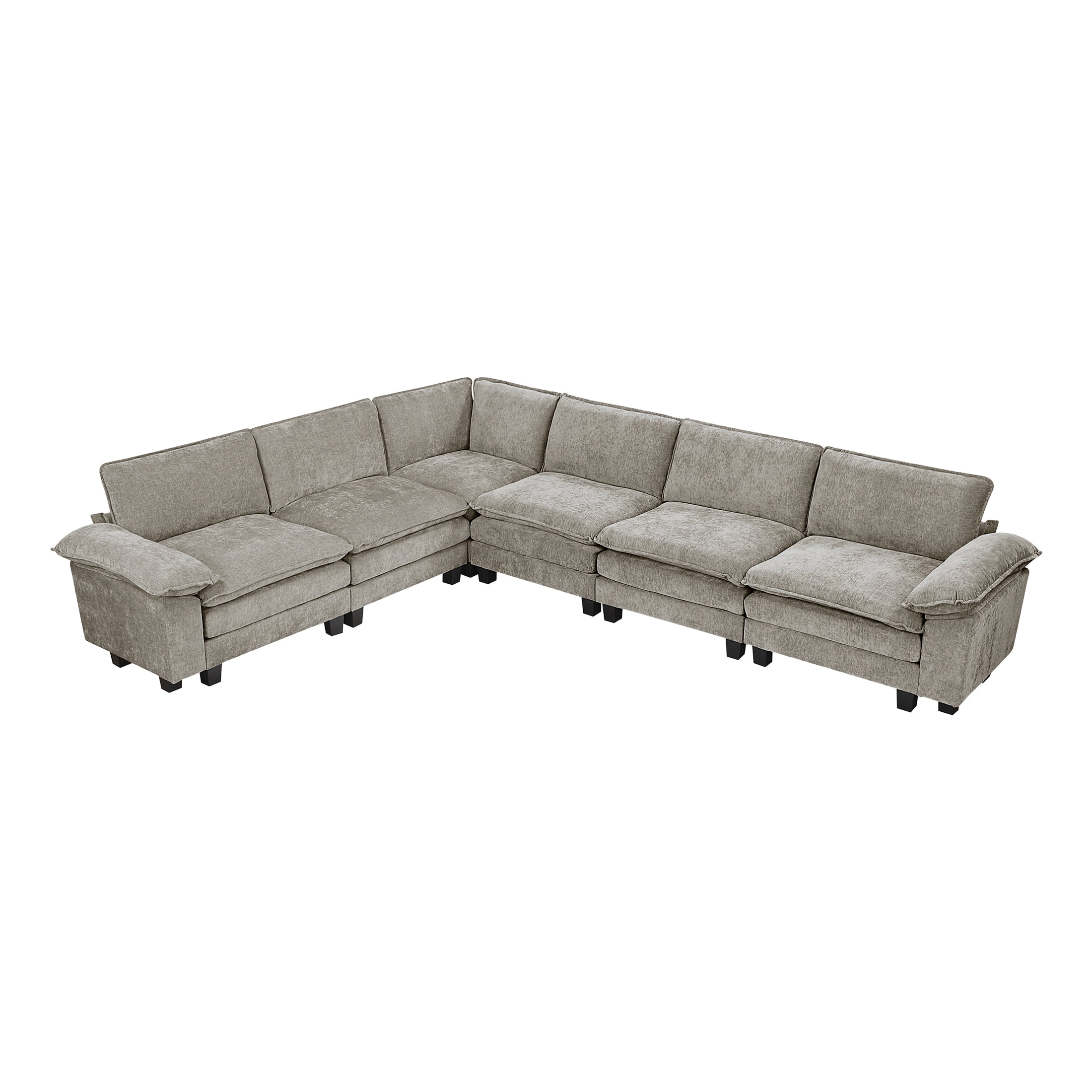 OakvillePark Corvan Chenille 6-Piece L-Shaped Modular Sectional, Dark Pewter
