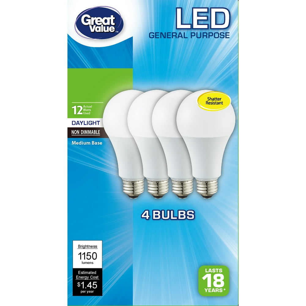 Great Value LED Light Bulb, 12W (75W Equivalent) A19 General Purpose