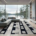 thumbnail image 2 of ODIKA 6'x9' Black White Geometric Handwoven Design Washable Area Rug Modern Abstract Pattern with Bold Lines Non-Slip, Easy Care, for Family Room, Living Mater Bedroom, 2 of 7