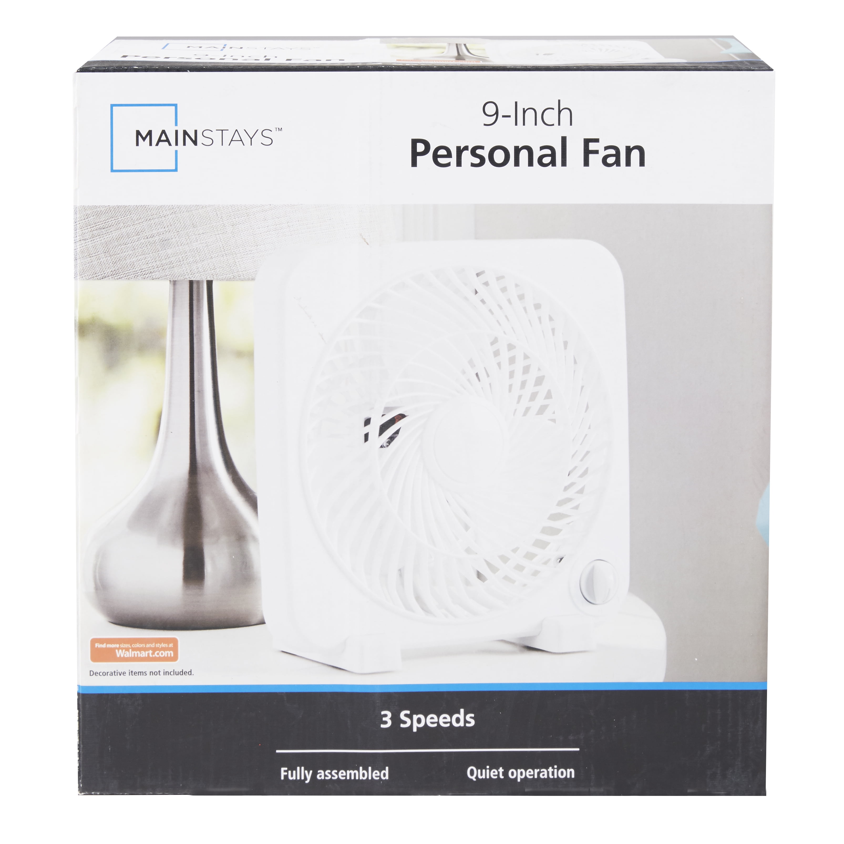 Mainstays 9inch Personal Desktop Fan with 3 Speeds, White