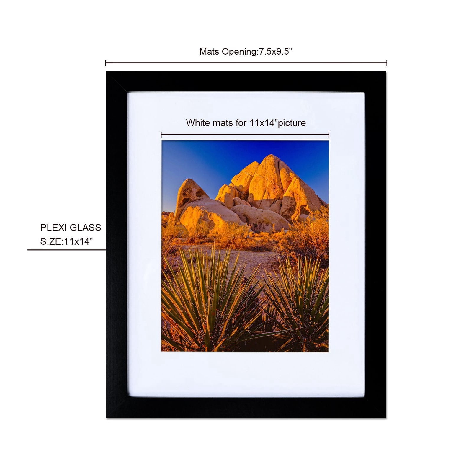 Picture Frame MDF Black 11*14" Wall Mount & Tabletop Display, Pack of 2