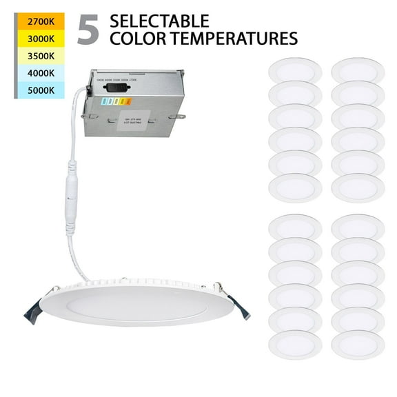 WAC Lighting Lotos 4" Round LED 5-CCT Aluminum Recessed Kit in White (Set of 24)