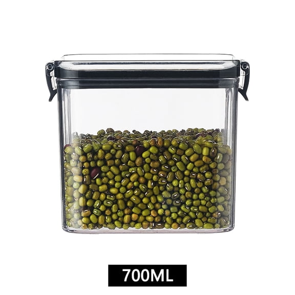 Square Transparent Airtight Jar Food Storage Container for Kitchen Grain Snack Dried Fruit Keep Fresh, B
