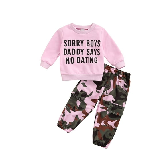 Toddler Girls Clothes 2T 3T 4T 5T Fall Outfits Baby Pullover Sweatshirt Camouflage Pants Set Kids Winter Sweatsuit