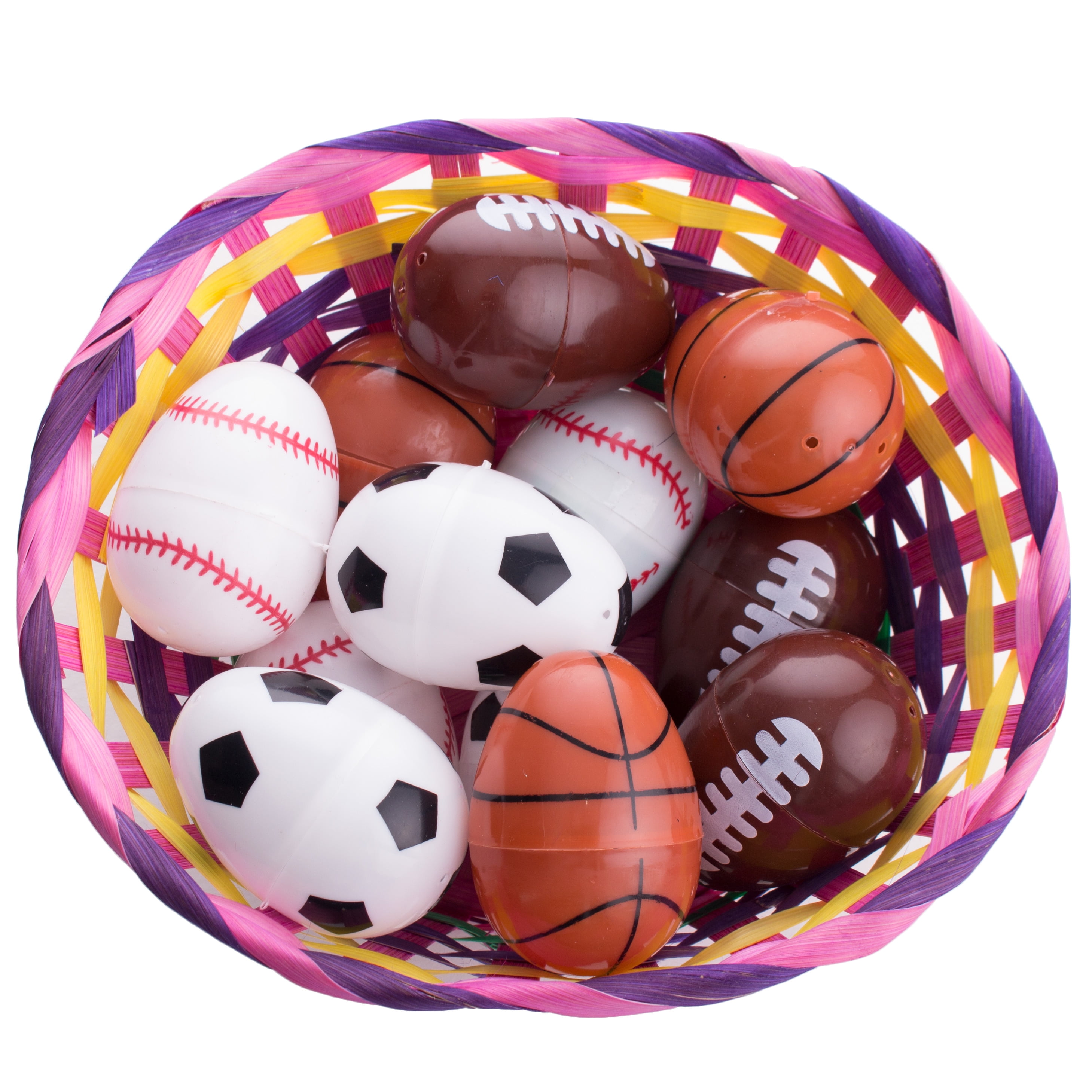 Sport Ball Design Hinged Fillable Boy 2.5" Plastic Easter Eggs, 8 Pack