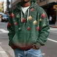 thumbnail image 2 of Wutalume Men's Casual Solid Color Zipper Long Sleeve Hooded Sweatshirt, Everyday Pullover with Christmas Print, Waffle Texture for Comfort and Style,Army Green L, 2 of 4