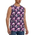 thumbnail image 2 of Yiaed Skull Flower Print Men's Singlet Vests Summer Running Muscle Tank Tops Gym Undershirt Round Neck Sleeveless for man, 2 of 5