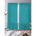 thumbnail image 3 of Sheer Curtains 108 Inches Long, Turquoise Pure Teal Light Filtering Window Curtains for Living Room/Bedroom, Teal Rod Pocket Voile Sheer Curtain Drapes, 52"W x 108"L, 2 Panels, 3 of 9
