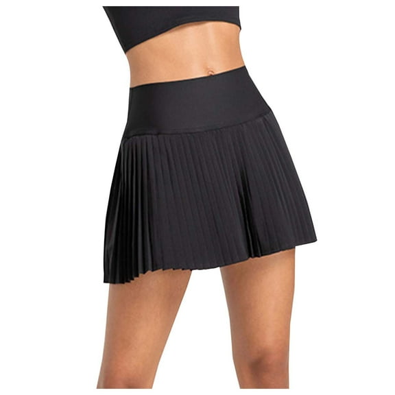 Ediodpoh Tennis Skirt High Waist Pleated Tennis Skirt with Pockets for Women Stretchy Sports Skirt Comfortable Activewear Mini Skirts for Women Black M