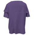 thumbnail image 5 of Delayuji Women's Spring Solid Color Round Neck Folded Double Layer Sleeve Short Sleeve T Shirt Top Purple M Bubble Wrinkles Short Sleeve Shirts for Women, 5 of 5