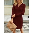 thumbnail image 3 of Women Knitted Cable Sweater Dress Casual Warm Long Sleeve Split Mini Party Dress for Fall Beach Club Streetwear, 3 of 5