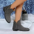 thumbnail image 5 of Viluyesy Ankle Boots for Womens, Wide Calf Flat Heels Suede Tassels Comfort Western Booties Gray US7, 5 of 9