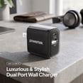 thumbnail image 2 of Powertek Luxe 20W USB-C + 18W USB-A Fast Charging Dual Port Block, Gray, Compatible with iPhone, Android, Tablets & USB Devices, Compact Travel Adapter, 2 of 8