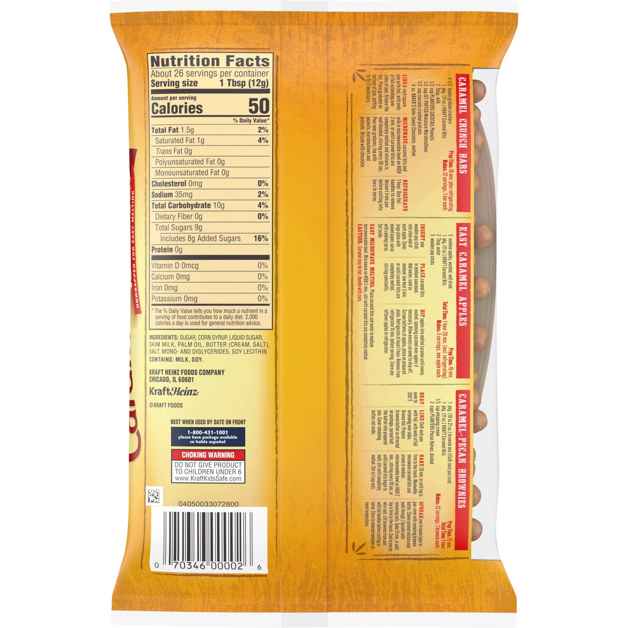 Kraft America's Classic Unwrapped Candy Caramel Bits for Easy Melting, 11 oz Bag