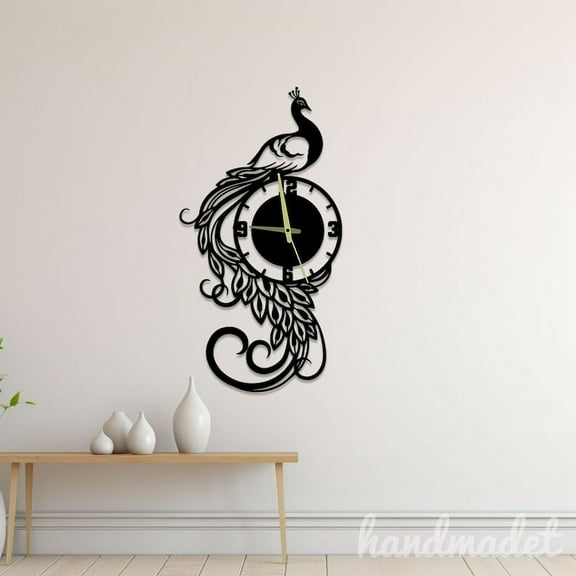 Handmadetneonsign Peacock Wall Clock Unique, Peacock Year Date Round Wall Clock, Text Oversize Wall Clock 59658
