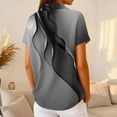 thumbnail image 6 of Women's Waffle Knit Polo Shirt Plus Size Friendly Color Block Striped Collared Short Sleeve Loose Fit Vacation Casual Summer Tops 2026, L, 6 of 7