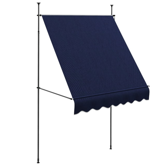 Outsunny Auvent Rétractable 6,5 Pieds x 4 Pieds, Autoportant et Sans Vis, Bleu